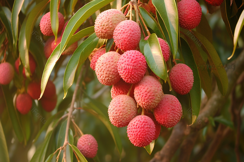 树枝成熟果实红粉色皮薄荔枝食物实拍摄影图,高清,摄影图,摄影图片,图片大全,摄影图免费下载